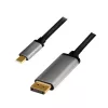 LogiLink CUA0100 kaabli pistikuüleminek DisplayPort USB 3.2 Gen1 USB-C 1,8 m must hall