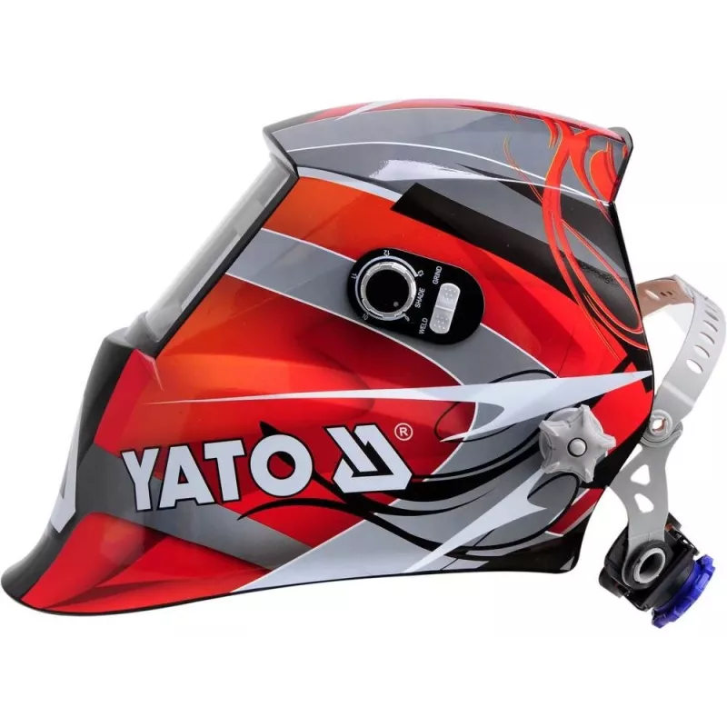 Keevituskiiver YATO YT-73921 automaatselt tumeneva filtriga, varjund 9–13, PC-korpus, vaateala 4,3×9,8 cm, aku 3 V