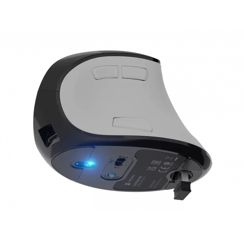 Juhtmeta vertikaalne hiir NATEC Euphonie Pro Bluetooth 5.0, 4000 DPI, programmeeritav, vaikne, valge