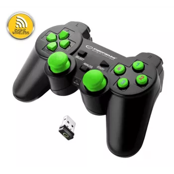 Juhtmega mängupult ESPERANZA EGG108G — USB 2.0, 12 nuppu, analoog/digitaal, D-pad, PC-le ja PlayStation 3-le, must/roheline