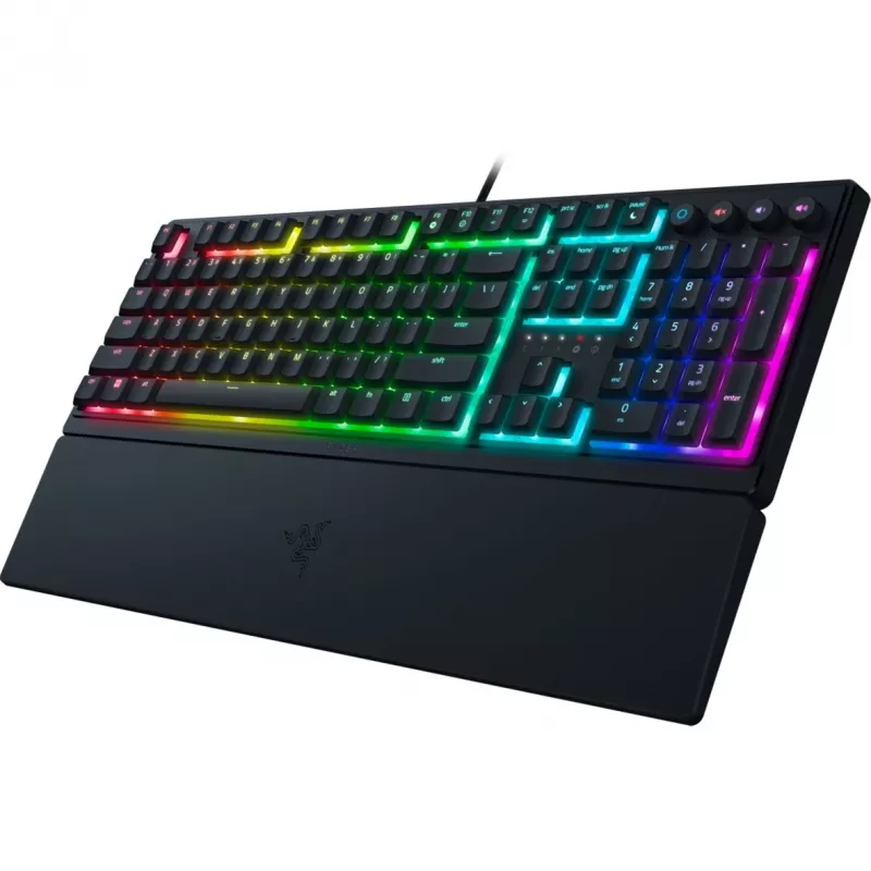 Razer Ornata V3, Mecha-membrane switches, 10 Razer Chroma RGB Lighting Zones, 1000 Hz Ultrapolling, Backlit keys, Soft-touch wrist rest - German Layou