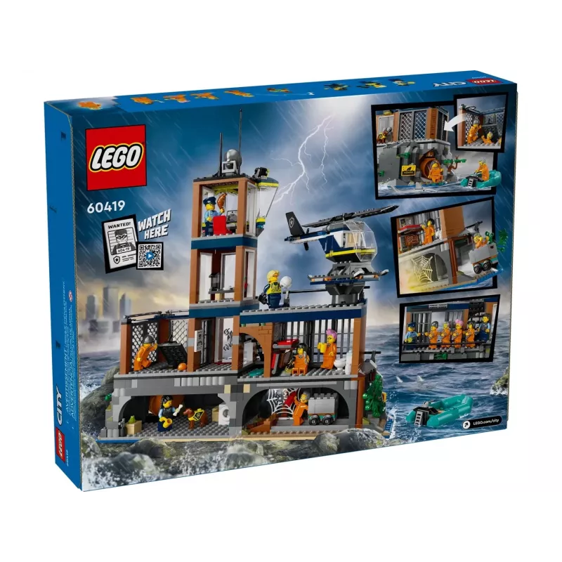 LEGO City ehitusmänguasi politseijaam koos vanglaga Vanglasaar 60419 — 980 detaili, 7 minifiguuri, 370×400×160 mm