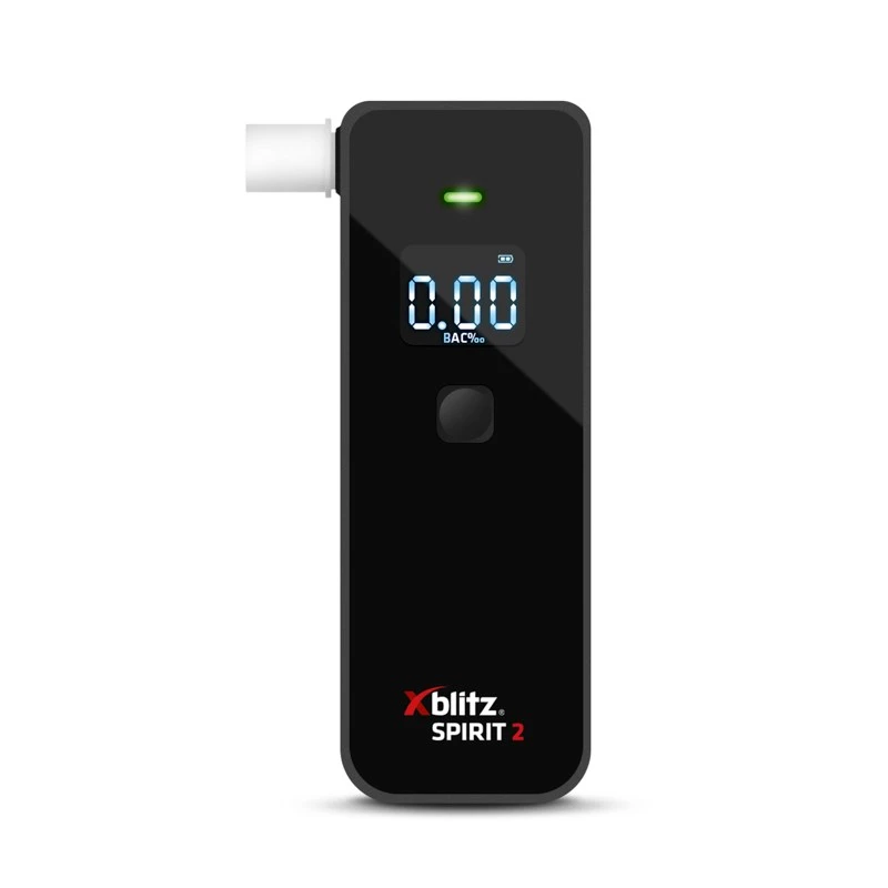 Alkotester Xblitz Spirit 2 kompaktne alkoholitesti seade, BAC 0–4%, täpsus 1%, LCD, 111×35×24 mm, 77 g, 2×1,5 V patareid, 2 tk