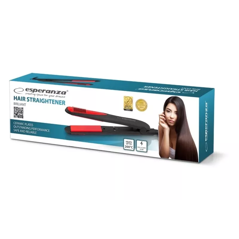 Sirgendusraud ja lokirull ESPERANZA EBP004 — keraamilised plaadid 9,2 x 2,7 cm, 35 W, max 200 °C, 230 V