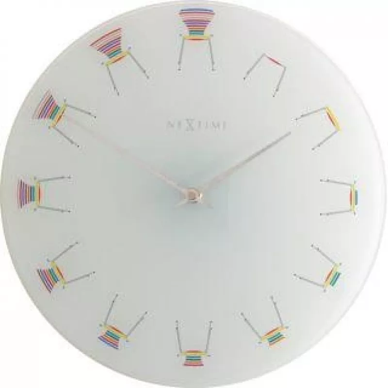 NeXtime klok 8809 Chair, Ø30 cm, Seinale, Valge/Mitmevärviline