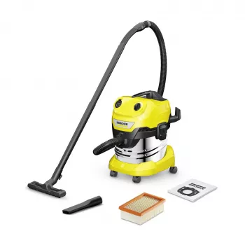 Trummelimeja Karcher WD 4 S V-20/5/22 — 20 L roostevabast terasest paak, 5 m voolik, 1000 W, kuiv- ja märgpuhastus