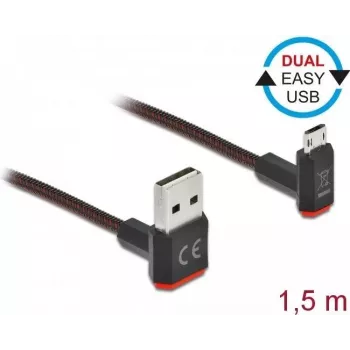 USB-kaabel DeLOCK EASY-USB 2.0 Type-A-pistik Micro-B isasele 1,5 m must