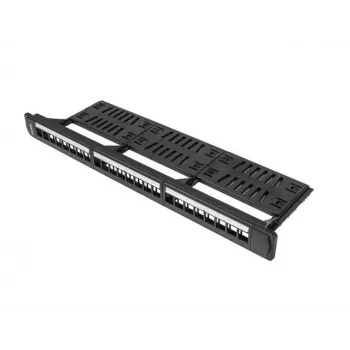 Patch panel 1U LANBERG PPKS-1124-B, 24 porti, 1U, ABS, must, 482.6×44.5×154 mm
