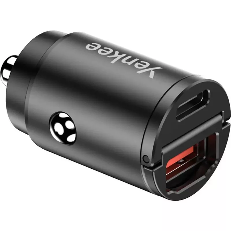 Autolaadija YENKEE CAR 02 Power Delivery 30W USB-A ja USB-C portidega