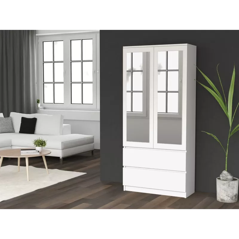 Topeshop SS-90 BIEL LUSTRO bedroom wardrobe/closet 5 shelves 2 uks(s) valge