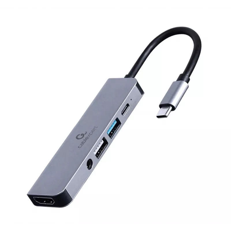 Gembird A-CM-COMBO5-02 sülearvuti dokk/pordi replikaator Juhtmega USB 3.2 Gen 1 (3.1 Gen 1) Type-C Hõbedane