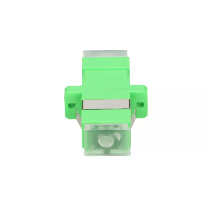 Fiiberoptiline adapter Extralink SC/APC Singlemode Simplex läbipaistvate tolmukorkidega, roheline