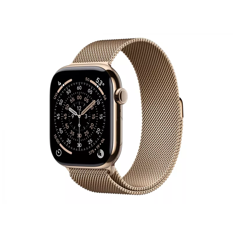 Apple Watch Series 11 GPS + Cellular 46mm kuldne titaanist korpus kuldse Milano silmusega - S/M (MFD74ZR/A)
