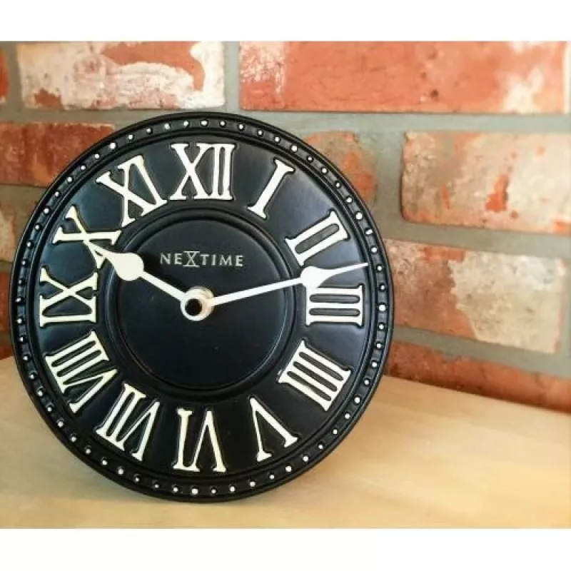 NeXtime klok 5187zw London Table, Ø16 cm, seinale, must/valge