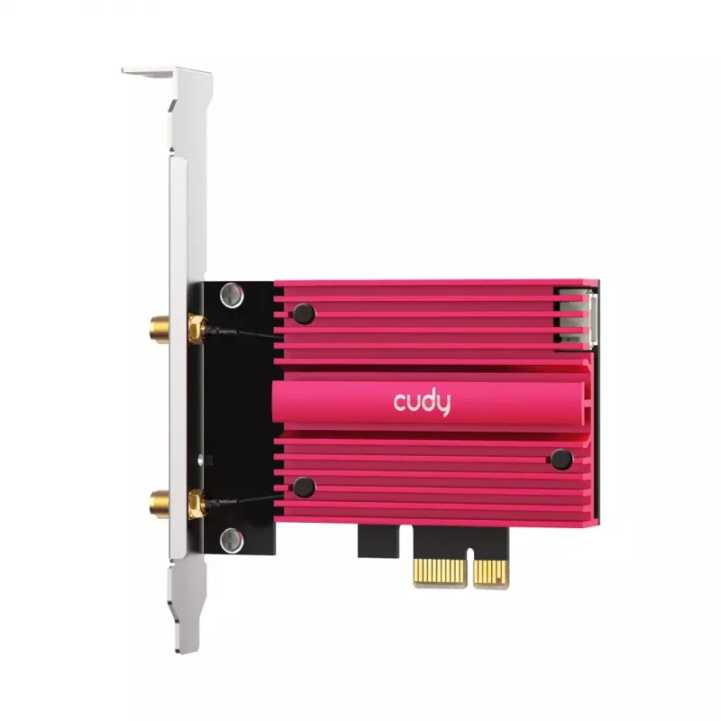 Sisemine WLAN Bluetooth võrgukaart Cudy WE9300S PCIe, Wi‑Fi 7 (802.11be) kolmeribaline 2.4/5/6 GHz, 5765 Mbit/s, Bluetooth 5.4, väline 2x2 antenn
