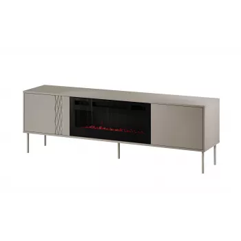 TV-kapp kaminaga Cama Meble TRESSE 180x40x54,5 cm — must raam, cashmere matt pealispind