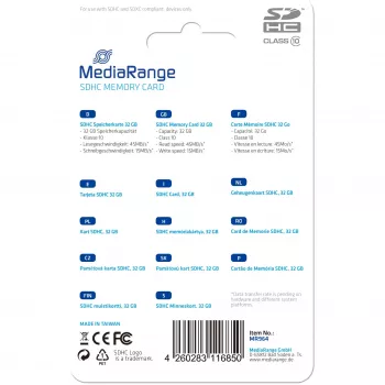 MediaRange - Mälupliiats - 32GB - Class 10 - SDHC - Sinine (MR964)