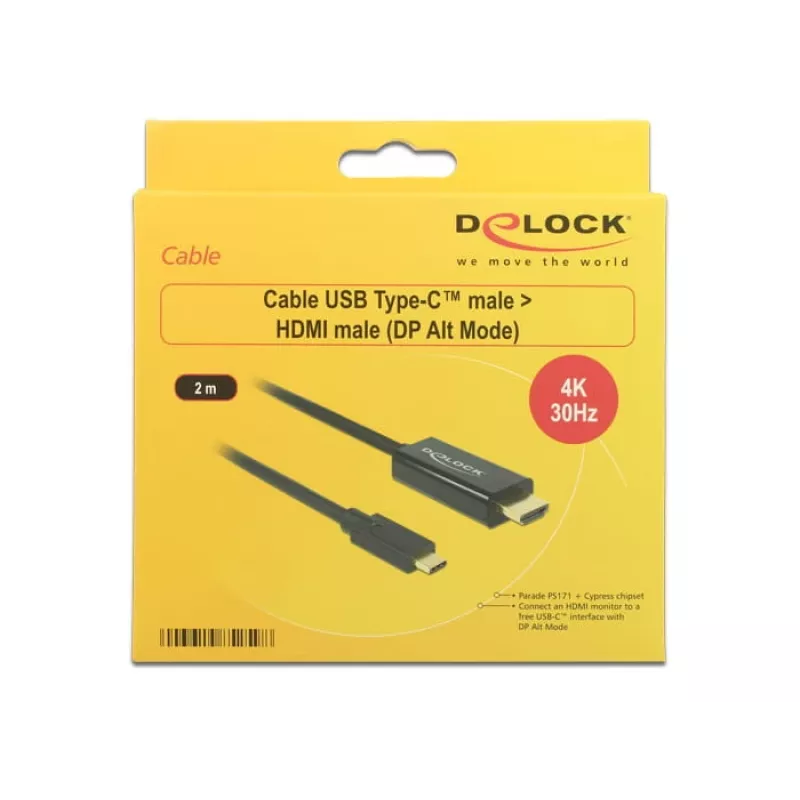 Videokaabliadapter DeLOCK 85259 USB USB-C HDMI-le 2m Must