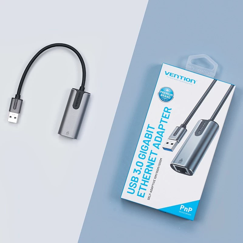 Vention USB 3.0-A Gigabit Etherneti adapter hall 0,15M alumiiniumsulamist tüüp