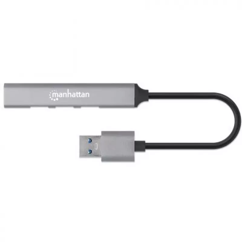 Manhattan USB-A 4-pordiline jaotur, 4x USB-A porti (1x 5 Gbps USB 3.2 Gen1 ehk USB 3.0, 3 x 480 Mbps USB 2.0), USB-toitega (välist toiteallikat pole vaja), alumiinium