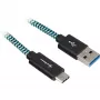 USB 3.2 Gen 2 kaabel, USB-A pistik > USB-C pistik (must/helesinine, 0,5 meetrit, varjestatud)