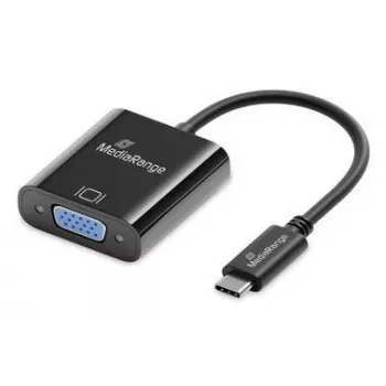 USB-C–VGA videomuundur MediaRange MRCS229 20 cm — must kaabeladapter