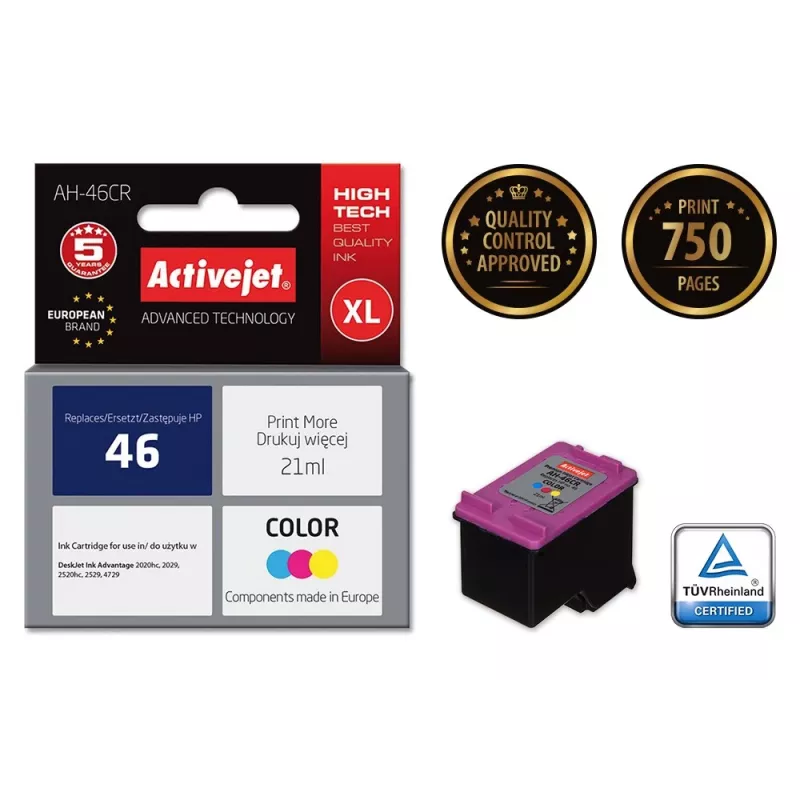 Activejet AH-46CR tint (asendus HP 46 CZ638AA jaoks; Premium; 21 ml; värviline)