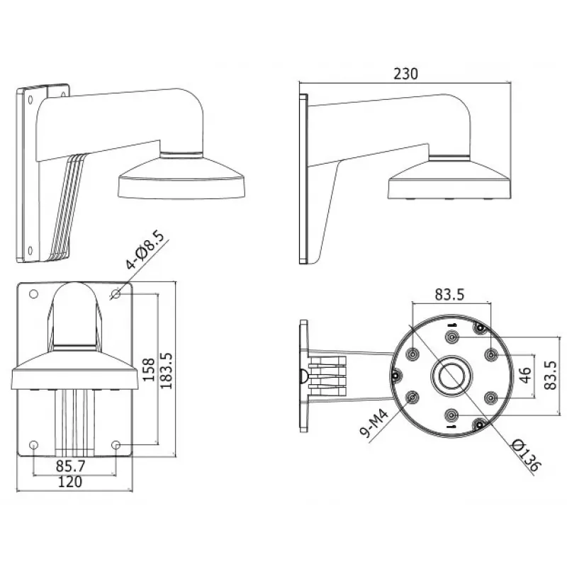 Hikvision Digital Technology DS-1273ZJ-135 valvekaamera tarvik, kinnitus