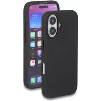 Kaitsva pehme puutetundliku silikoonümbris DELOCK iPhone 16 jaoks — Must