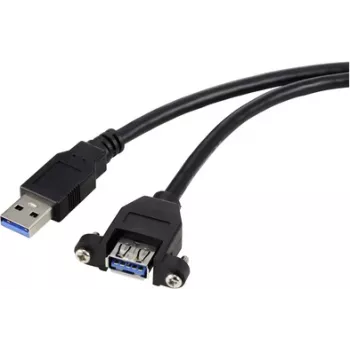 Renkforce USB-kaabel USB 3.0 USB-A Pistmik, USB-A Pistikupesa 1,00 m Must paigaldamiseks, kruvilukuga RF-5720388 (RF-5720388)