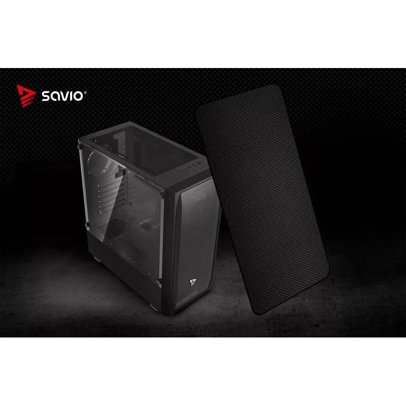 Arvuti korpus SAVIO Noctis Flow — kuubikujuline, Mini‑ITX/Micro‑ATX/ATX, 3x120 mm ees, 1x120 mm taga, 2x3,5 tolli + 3x2,5 tolli pesad, karastatud klaas