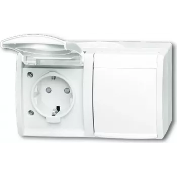 BUSCH JAEGER 2084-0-0723 - CEE 7/3 - 2P+E - Valge - IP44 - 250 V - 16 A