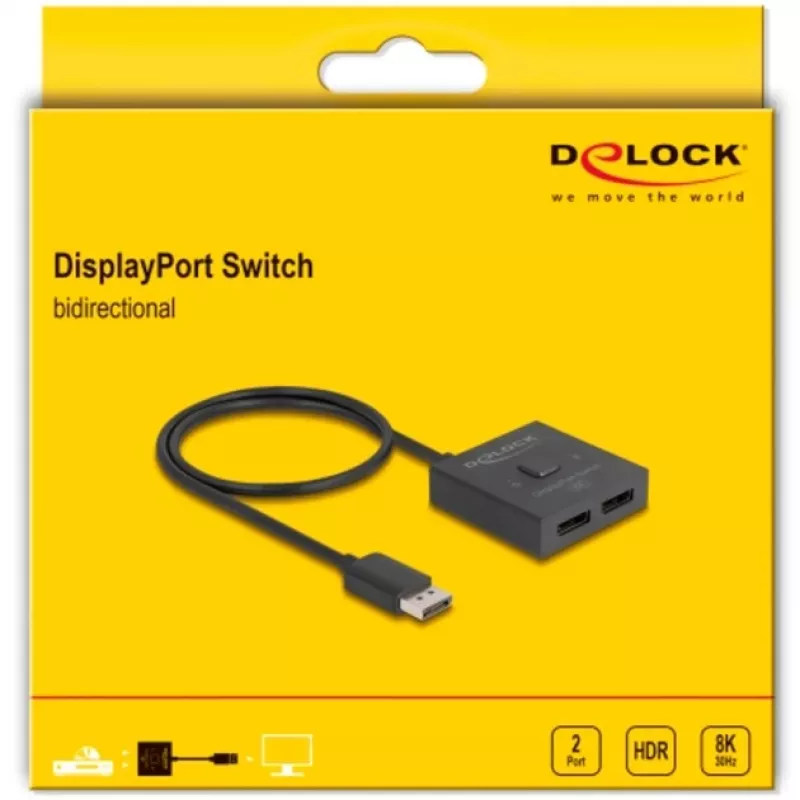Delock - video jaotur/-lüliti - 8K, kahesuunaline - 2 x DisplayPort - lauaarvuti (18906)