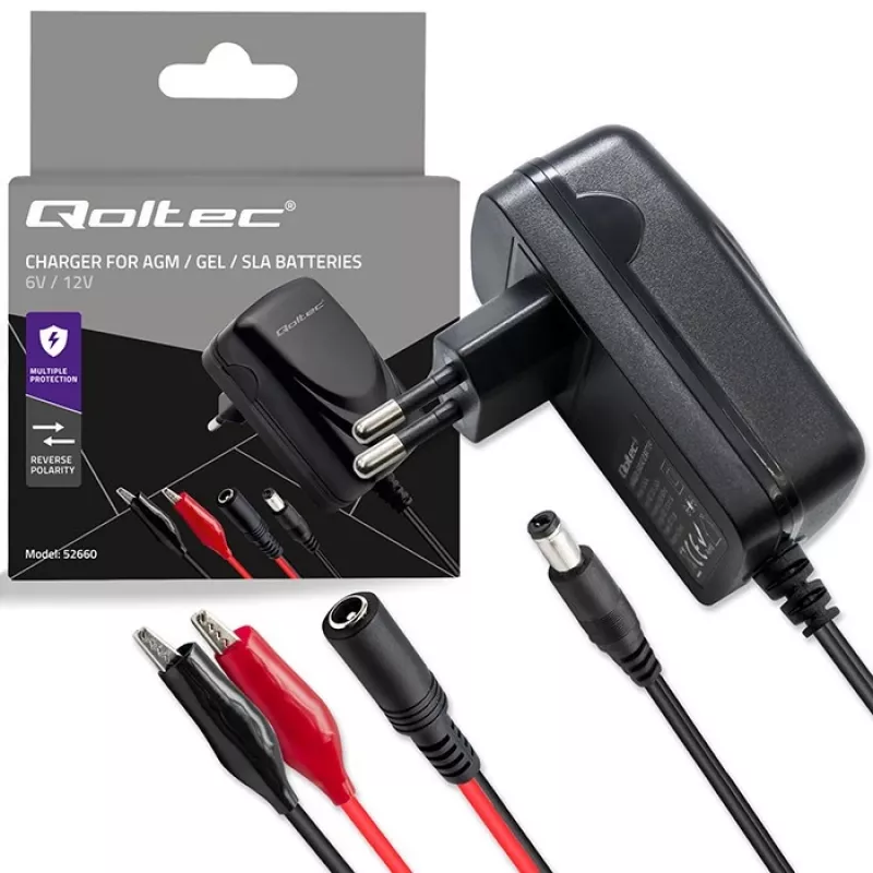 Akulaadija QOLTEC mudel 52660 — 6V/12V, 6W laadimisseade