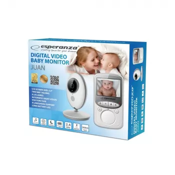 Video beebimonitor ESPERANZA EHM003 — 2,4-tolline LCD, 640×480, öövaatlus 5 m, temperatuuriandur, kahesuunaline heli, LiPo 750 mAh, ulatus kuni 50 m