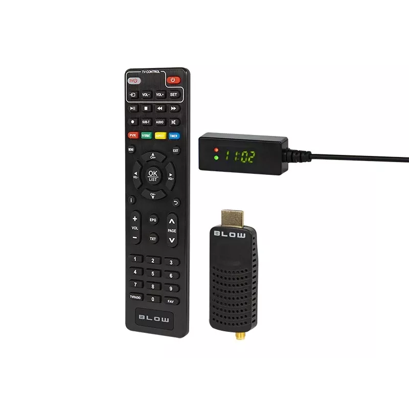 DVB-T2 tuuner BLOW 7000FHD MINI H.265 — kompaktne maapealse TV vastuvõtja, HDMI, USB, S/PDIF, audio L/R, teletekst