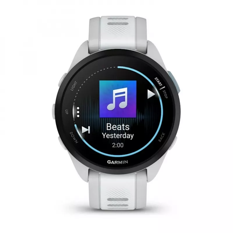 Nutikell GARMIN Forerunner 165 Music — GPS, 1,2-tolline AMOLED, 43 mm korpus, 11-päevane aku, 5 ATM, 4 GB, hall