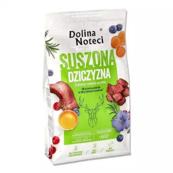 Kuiv koeratoit Dolina Noteci Premium hirveliha 9 kg — täisväärtuslik täiskasvanute toit, teraviljavaba, valk 26%, rasv 15%