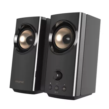 CREATIVE T60 2.0 kompaktsed Hi-Fi lauakõlarid selge dialoogi ja ruumilise heliga, Sound Blaster SmartComms Kit, USB-C heli- ja mikrofoniport ning kõrvaklappide port B