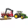 BRUDER John Deere 7R 350 metsahaagise ja 4 pakuga