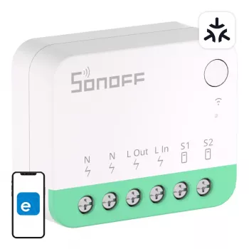 Sonoff MINIR4M Matter nutikas WiFi minilüliti (HomeKit, SmartThings, Home Assistant).