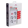 Pikendusjuhe MACLEAN MCE392 W — 4 F-pesa, 3×USB A, 110–240V, 2,1A max, 2500W, 1,5 m kaabel, valge