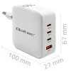 Laadija QOLTEC 51828 140W GaN 3×USB‑C PD + 1×USB‑A QC 3.0 – mitme pordiga kiirlaadija