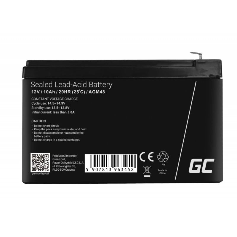 roheline Cell AGM48 UPS aku Suletud pliiaku (VRLA) 12 V 10 Ah