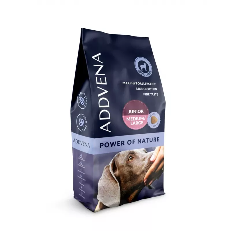 ADDVENA Power of Nature Junior Medium/Large Lamb - kuiv koeratoit - 10kg
