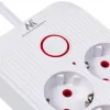 Pistikupesadega pikendusjuhe MACLEAN MCE389 W — 6 pistikupesa, 4×USB-A, 1×USB-C, 2500 W, 110–240 V, 1,5 m kaabel, valge