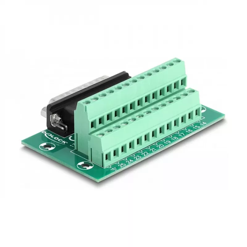 DeLOCK D-Sub 25 kontaktiga isane klemmiplokile DIN-liistule 51mm x 86mm x 30mm