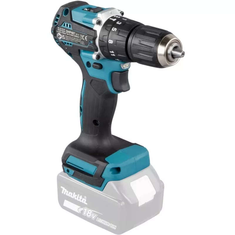 Makita DHP487Z puur 1700 RPM võtmeta 1,4 kg Must, Sinine