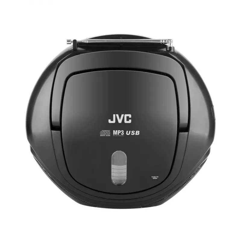Kaasaskantav CD-mängija JVC RD‑E221B — must, CD/MP3, kassetitekk, USB taasesitus, FM-raadio, AUX, aku-/vooluvõrgu toide