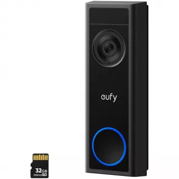 Video uksekell Eufy C31 2K MicroSD-toega, 2560×1440, 6500 mAh, juhtmega ja juhtmevaba, must